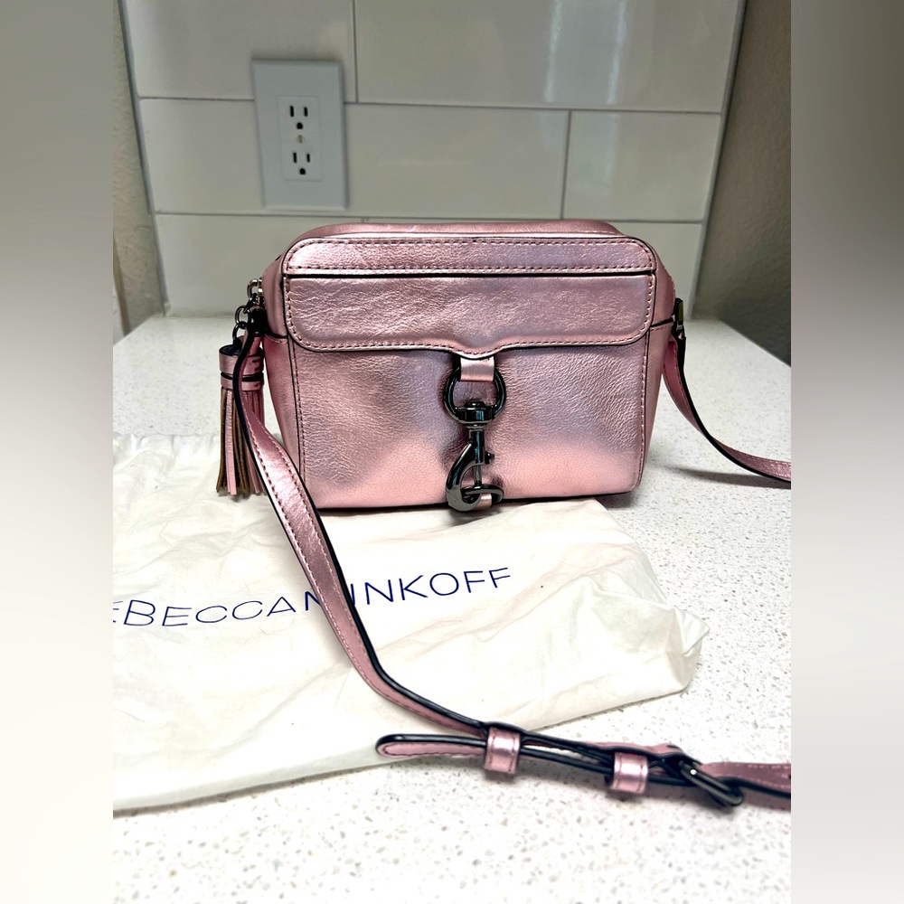 Rebecca Minkoff MAB camera bag metallic pink